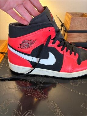Nike Air Jordan Red, Black & White High-Top Basketball Sneaker